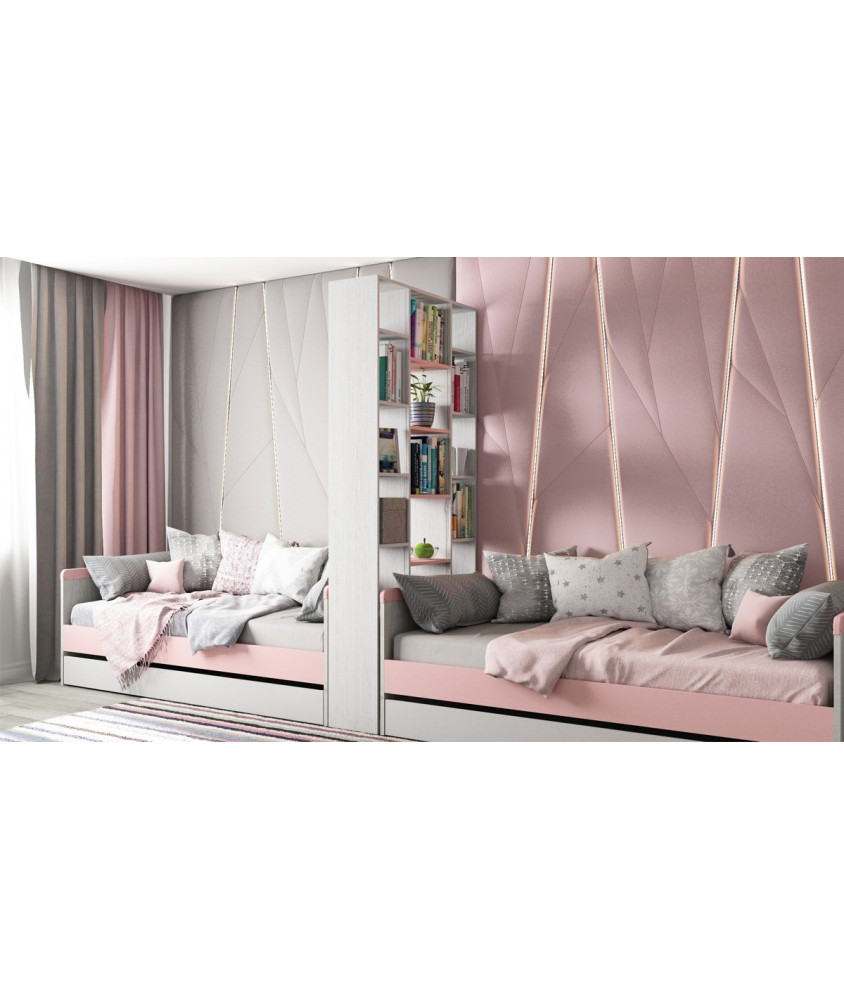 НЬЮ ТОН - Кровать малая (90*170) с дополнительным спальным местом розовая